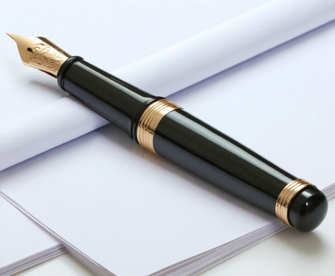 Detailaufnahme eines hochwertigen Füllfederhalters auf Dokumenten